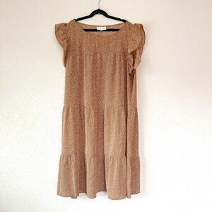 Alredine Boho Ruffle Sleeve Dress, Size Large